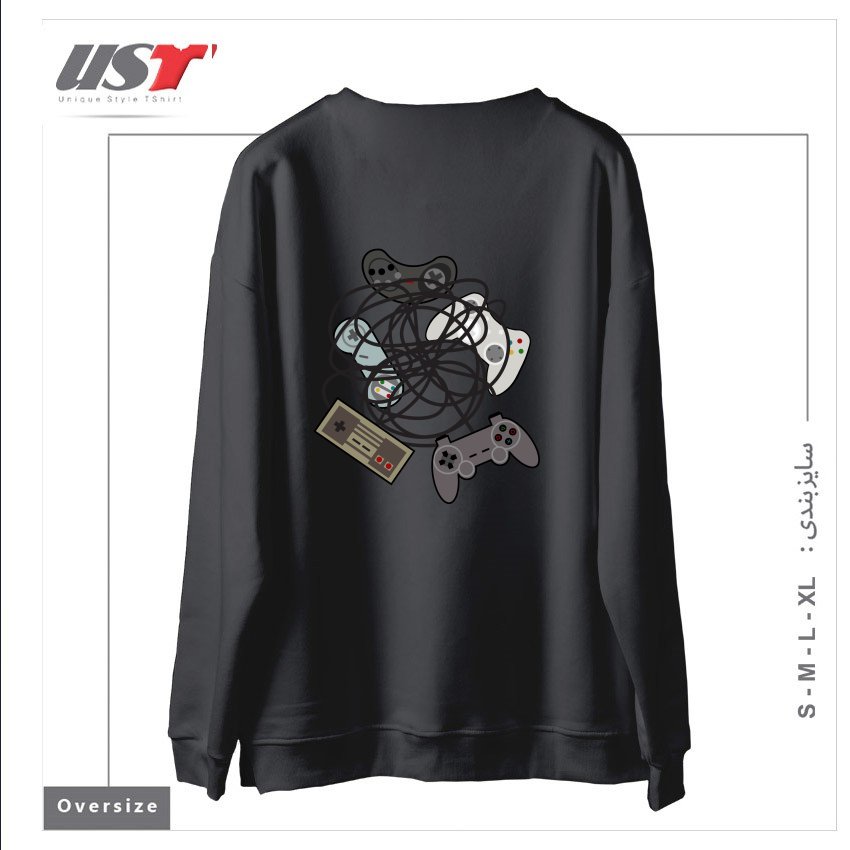 طرح TANGLED JOYSTICKS سوییشرت اورسایزرنگ دودی