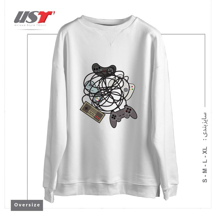سوییشرت اورسایز طرح TANGLED JOYSTICKS