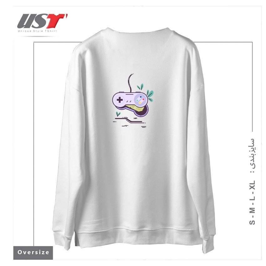 طرح SUPER GREENS ENTERTAINMENT SYSTEM سوییشرت اورسایزرنگ سفید