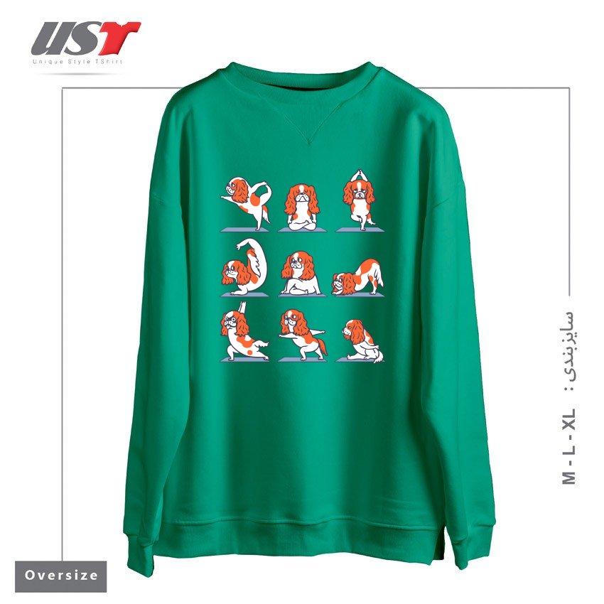 سوییشرت اورسایز طرح CAVALIER KING CHARLES SPANIEL YOGA