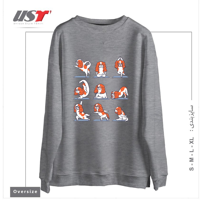 سوییشرت اورسایز طرح CAVALIER KING CHARLES SPANIEL YOGA