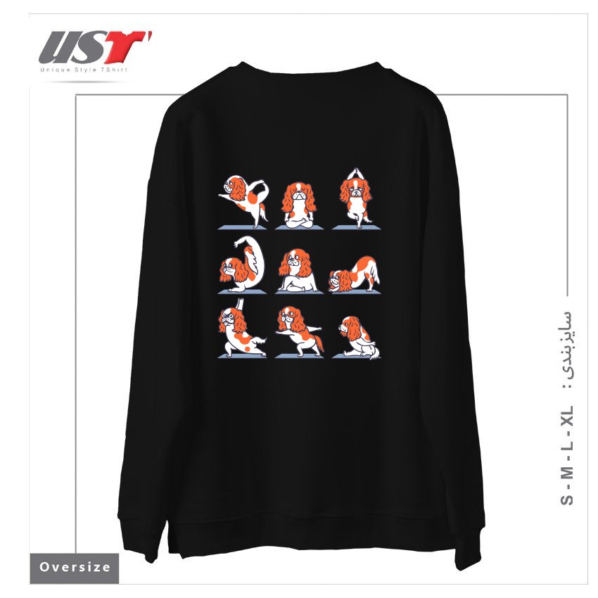 طرح CAVALIER KING CHARLES SPANIEL YOGA سوییشرت اورسایزرنگ مشکی