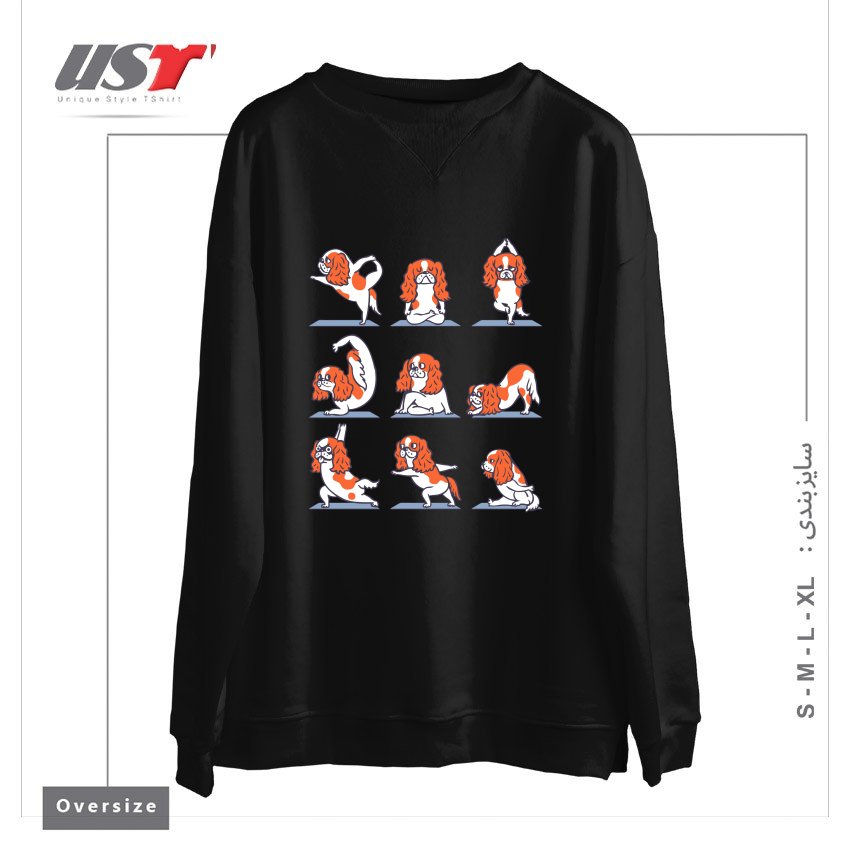 طرح CAVALIER KING CHARLES SPANIEL YOGA سوییشرت اورسایزرنگ مشکی