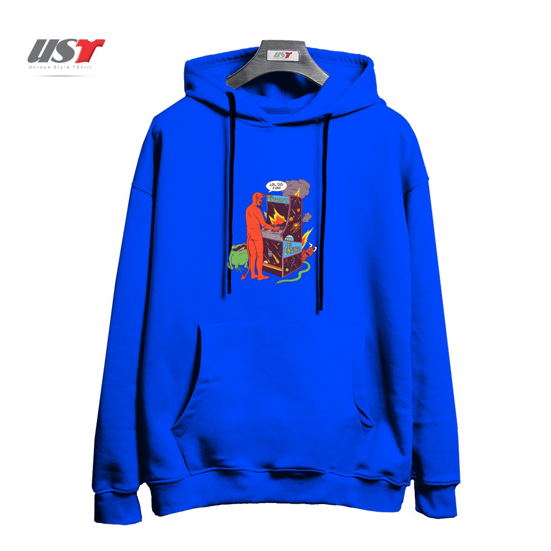 طرح SATAN CONTROLLING THE UNIVERSE هودی اورسایزرنگ آبی شالی