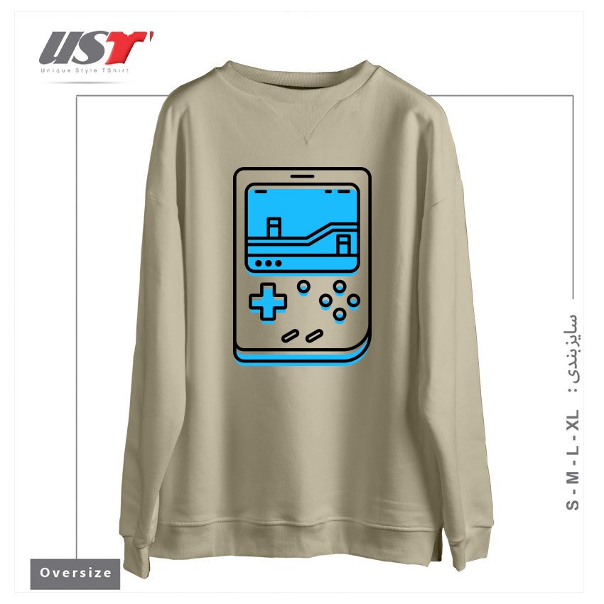 طرح RETRO GAMEBOY3 سوییشرت اورسایزرنگ نخودی
