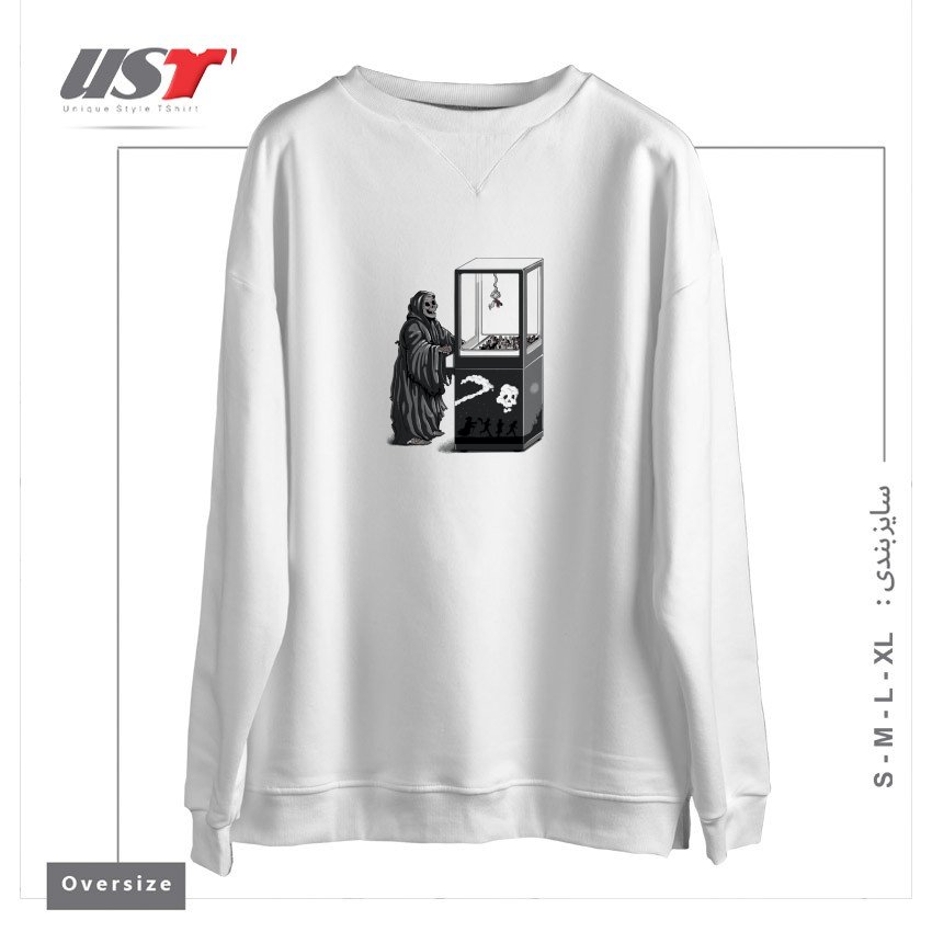 طرح RANDOM DEATH سوییشرت اورسایزرنگ سفید