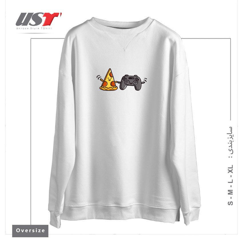 سوییشرت اورسایز طرح PIZZA AND GAMES