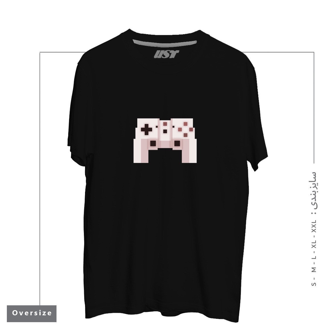 طرح PIXEL ART GAME CONTROLLER تیشرت اورسایزرنگ مشکی