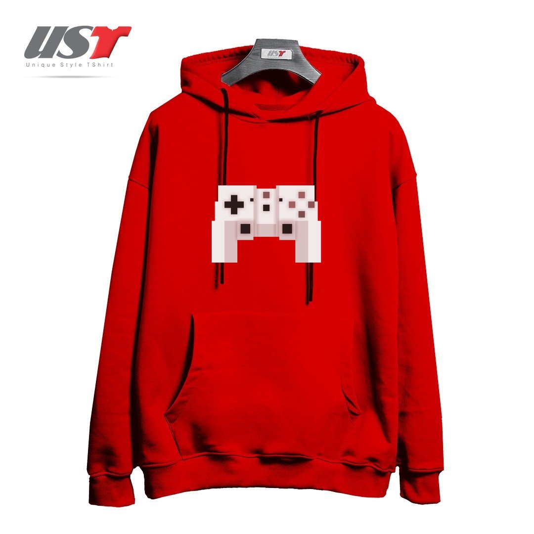 طرح PIXEL ART GAME CONTROLLER هودی اورسایزرنگ قرمز