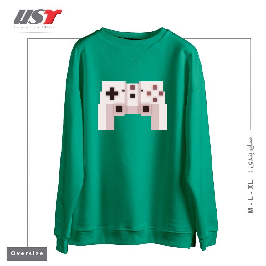 طرح PIXEL ART GAME CONTROLLER سوییشرت اورسایزرنگ سبز سدری