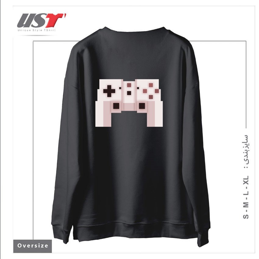 طرح PIXEL ART GAME CONTROLLER سوییشرت اورسایزرنگ دودی