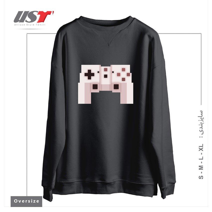 طرح PIXEL ART GAME CONTROLLER سوییشرت اورسایزرنگ دودی