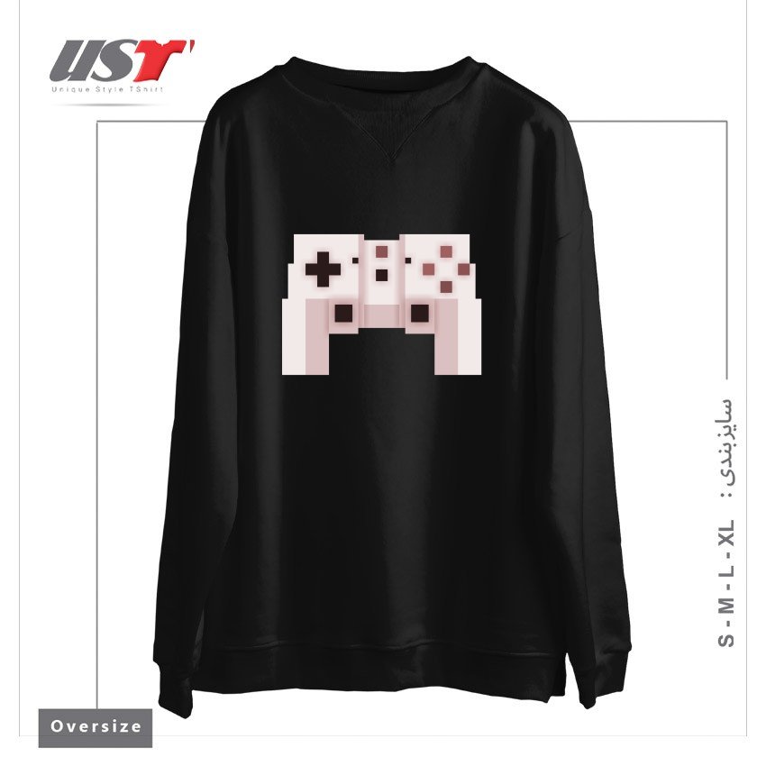 طرح PIXEL ART GAME CONTROLLER سوییشرت اورسایزرنگ مشکی