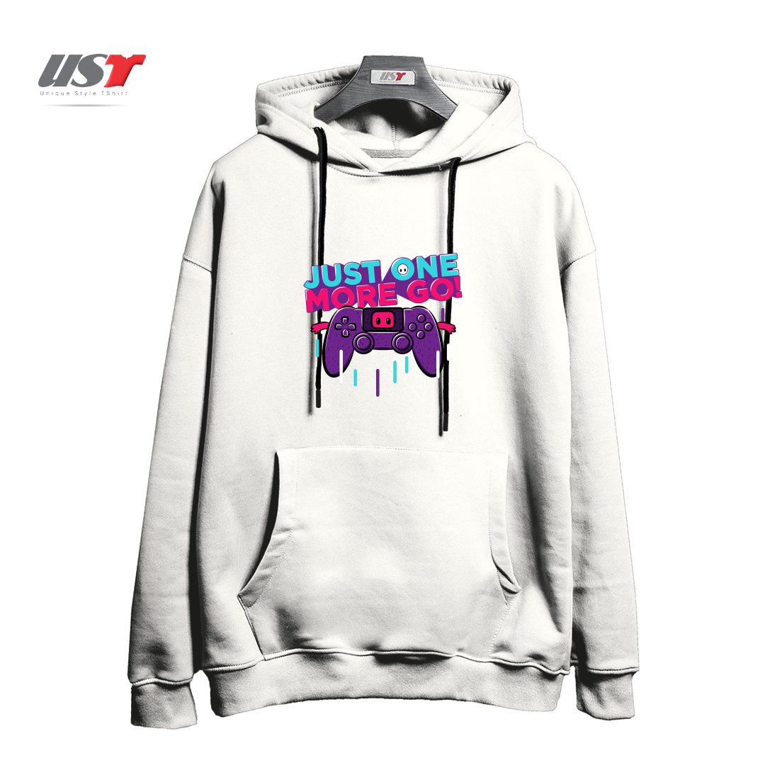 طرح ONE MORE GO هودی اورسایزرنگ سفید