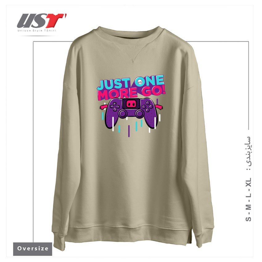 طرح ONE MORE GO سوییشرت اورسایزرنگ نخودی