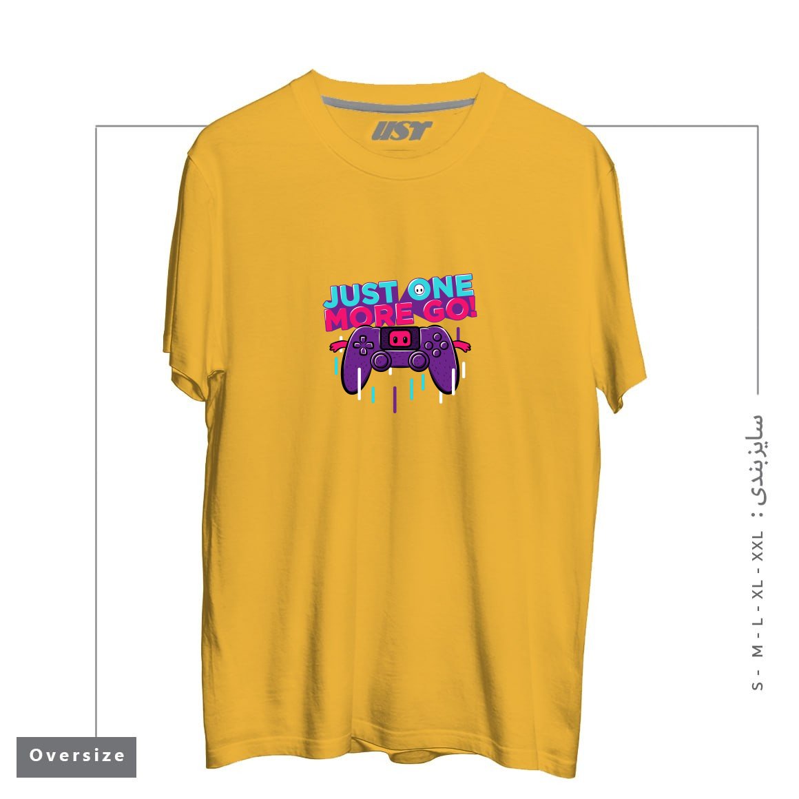 طرح ONE MORE GO تیشرت اورسایزرنگ خردلی