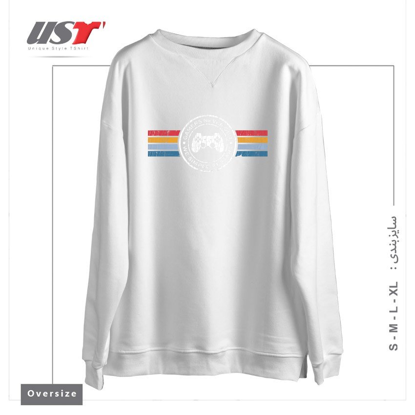 سوییشرت اورسایز طرح GAMERS NEVER QUIT WE SIMPLY RESTART