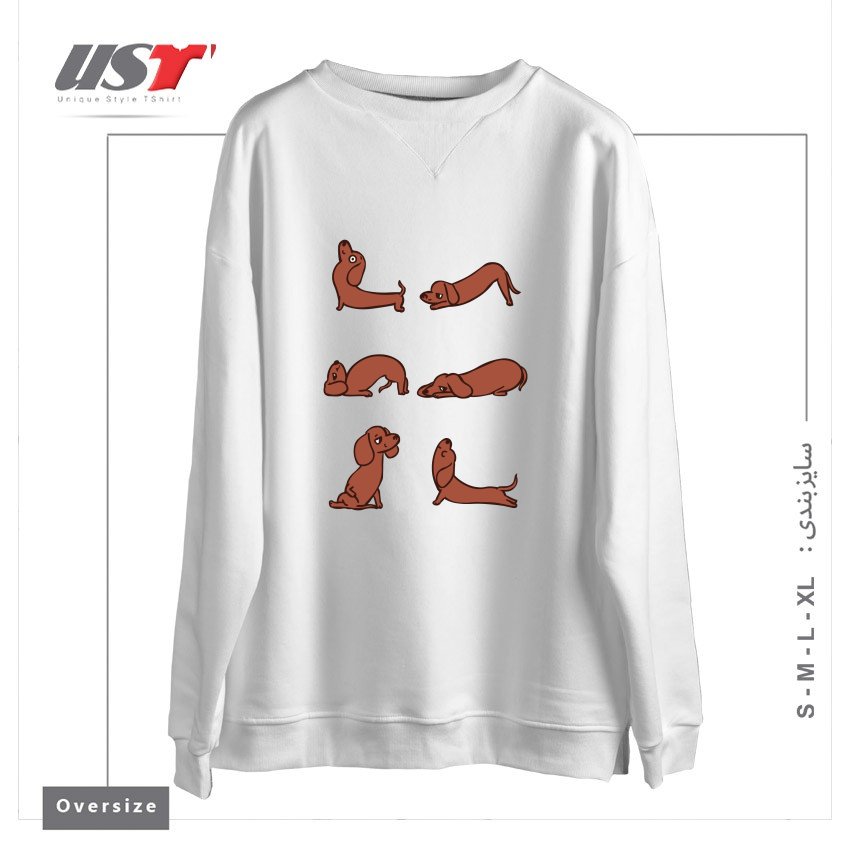 سوییشرت اورسایز طرح DACHSHUND YOGA FOR LOWER BACK