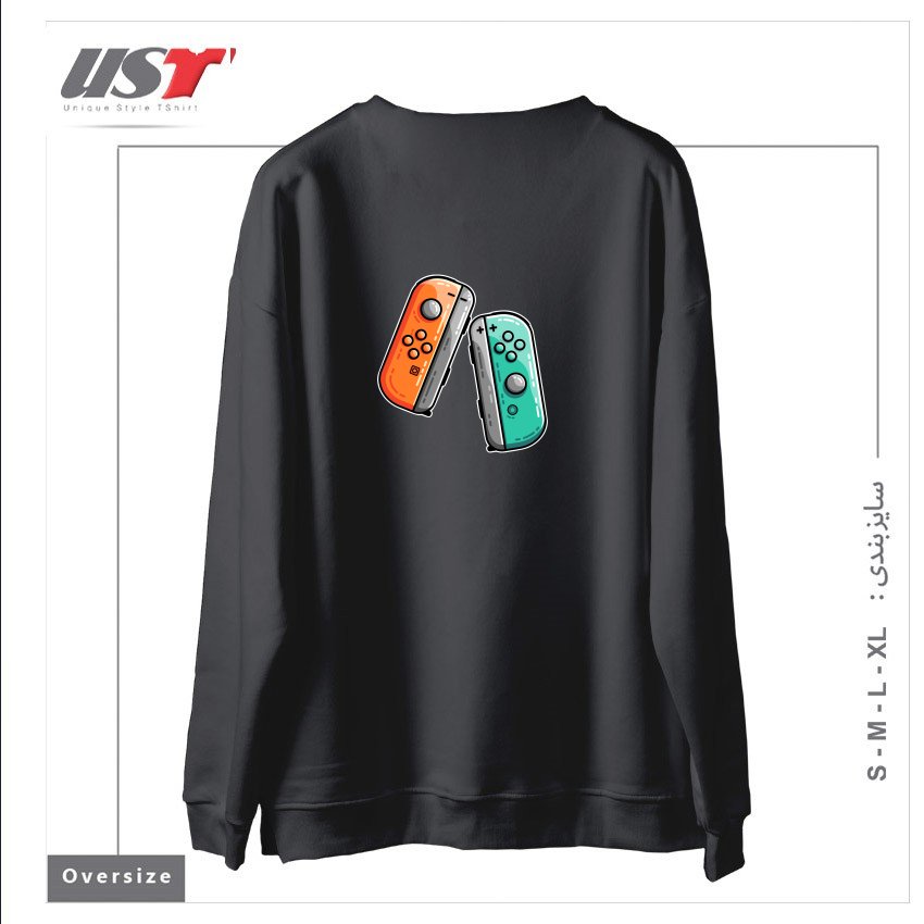 طرح GAMING CONTROLLERS سوییشرت اورسایزرنگ دودی