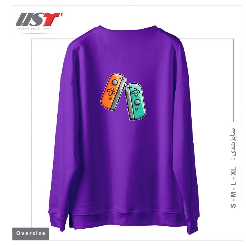 طرح GAMING CONTROLLERS سوییشرت اورسایزرنگ بنفش