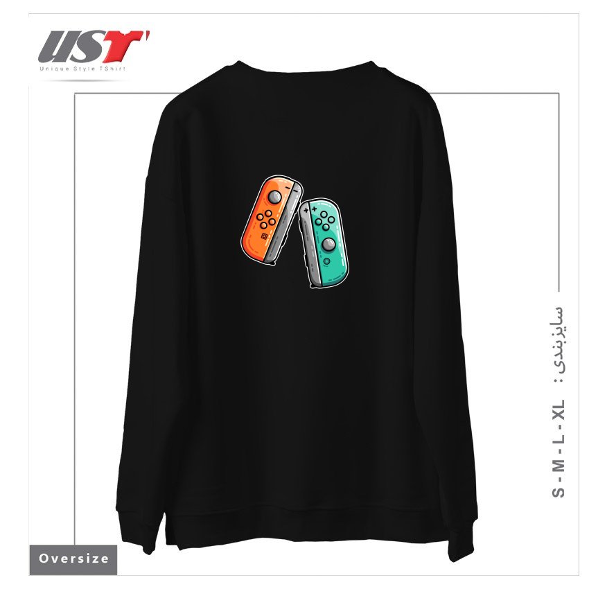 طرح GAMING CONTROLLERS سوییشرت اورسایزرنگ مشکی
