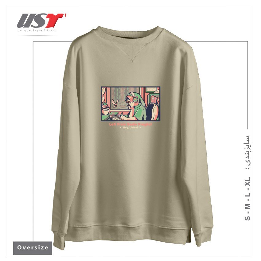 سوییشرت اورسایز طرح LOFI PIXIE RADIO PLAYLIST - GEEK GAME MUSIC GIFT
