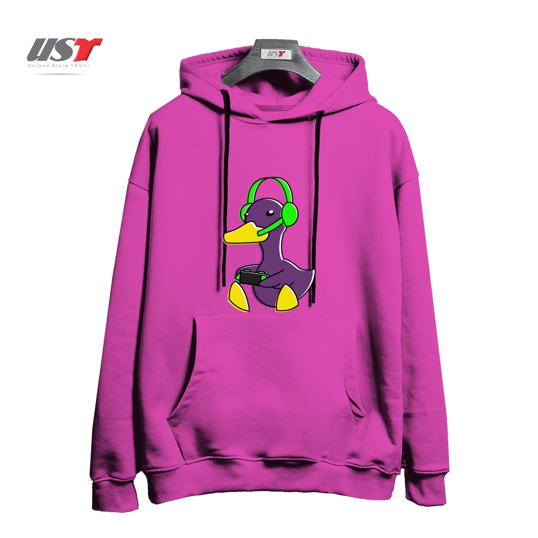 طرح META GAMING DUCK هودی اورسایزرنگ صورتی