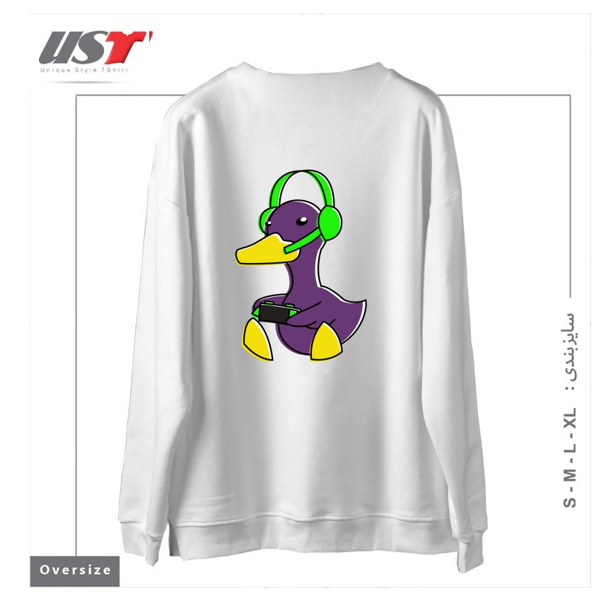 طرح META GAMING DUCK سوییشرت اورسایزرنگ سفید