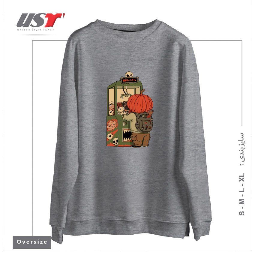 طرح MONSTER CLAW MACHINE CHAMP سوییشرت اورسایزرنگ طوسی ملانژ