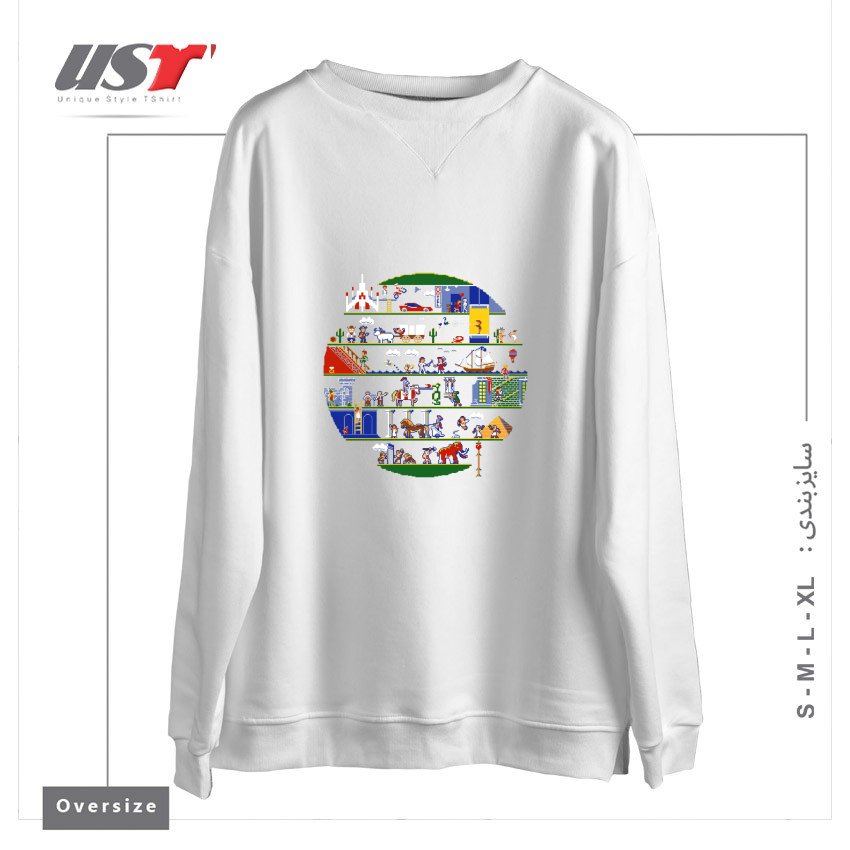 سوییشرت اورسایز طرح 8-BIT HISTORY OF THE WORLD