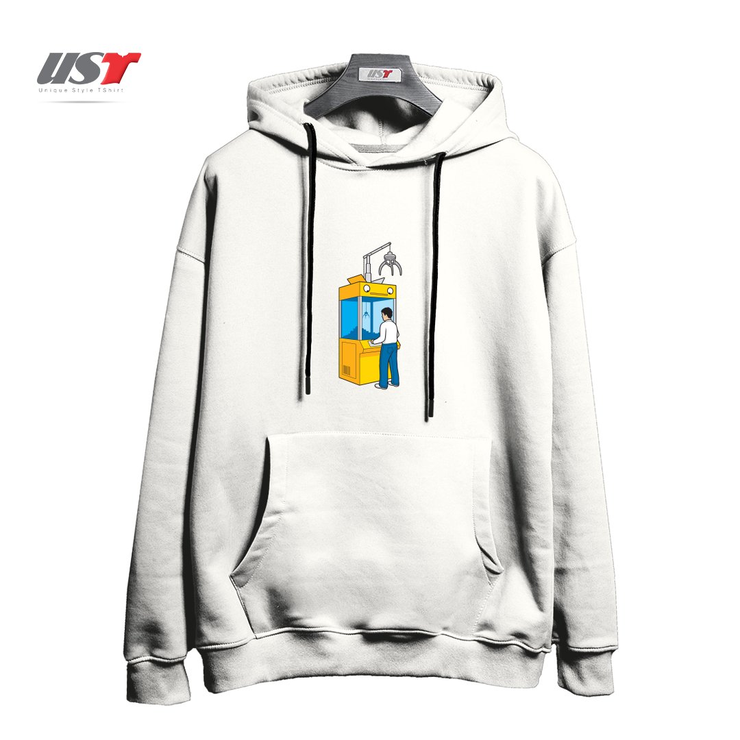 طرح CRANE GAME هودی اورسایزرنگ سفید