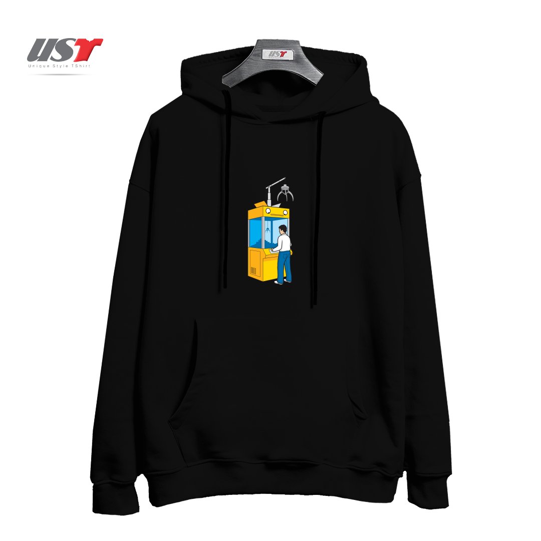 طرح CRANE GAME هودی اورسایزرنگ مشکی