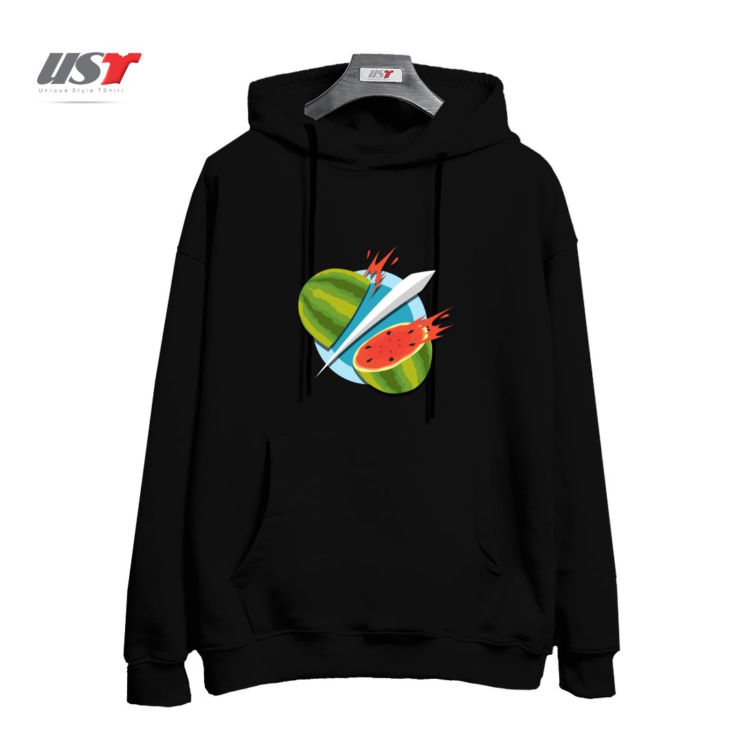 طرح FRUIT NINJA CLASSIC هودی اورسایزرنگ مشکی