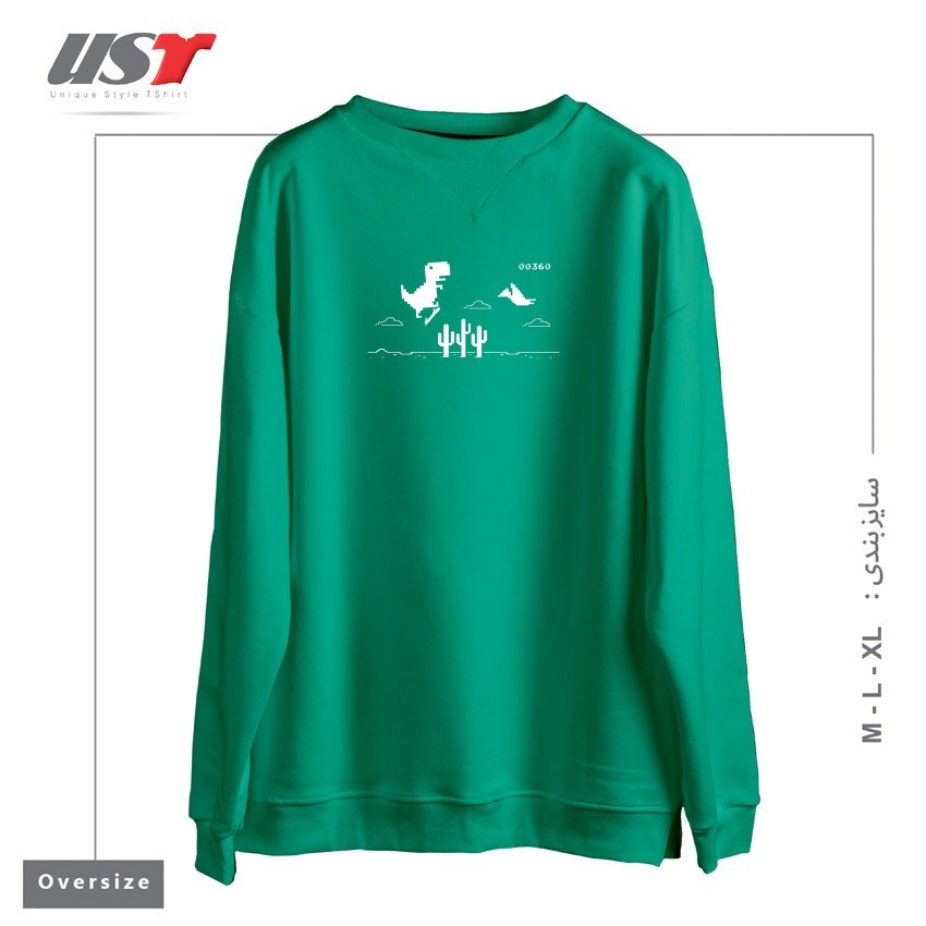 سوییشرت اورسایز طرح T-REX SKATER OFLLINE
