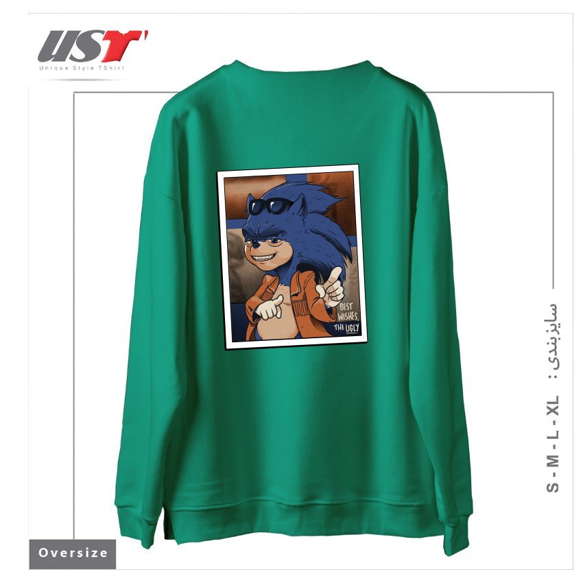 طرح THE UGLY3 سوییشرت اورسایزرنگ سبز سدری