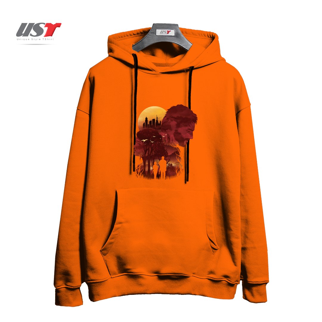 طرح THE LAST SUNSET هودی اورسایزرنگ نارنجی