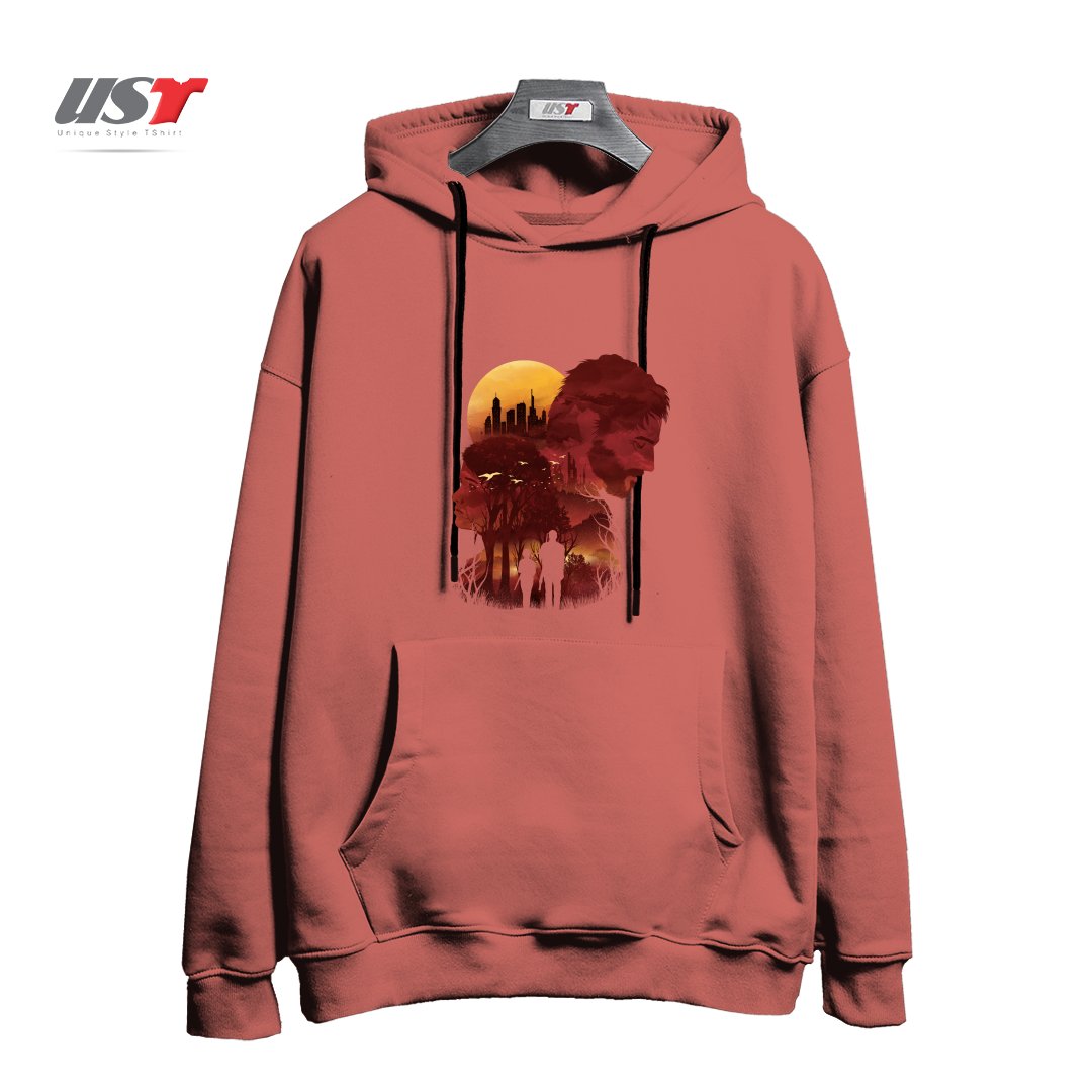 طرح THE LAST SUNSET هودی اورسایزرنگ آجری