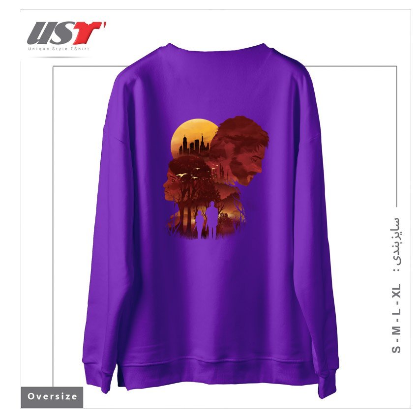 طرح THE LAST SUNSET سوییشرت اورسایزرنگ بنفش