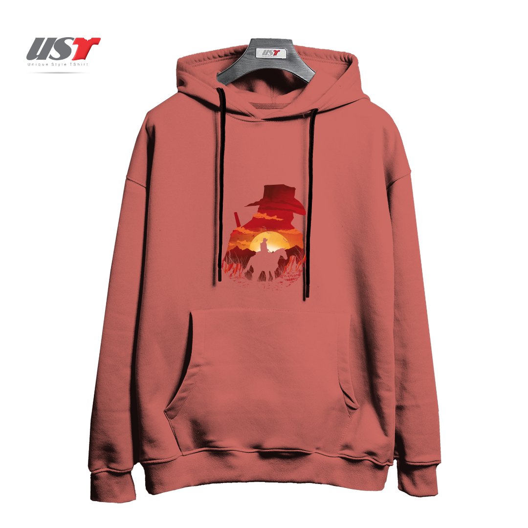 هودی اورسایز طرح RED SUNSET