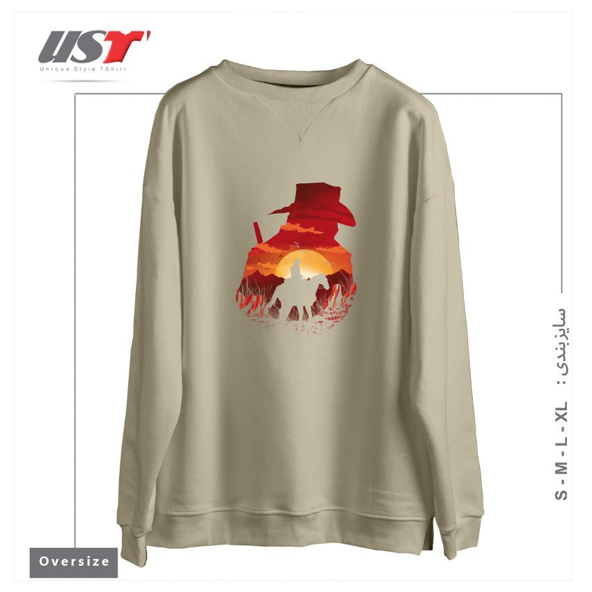 سوییشرت اورسایز طرح RED SUNSET