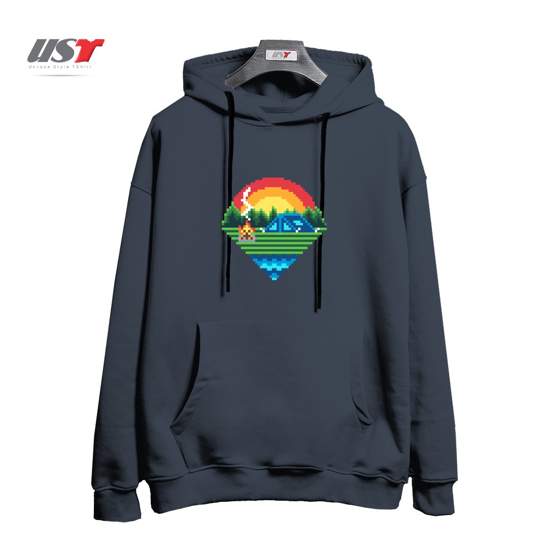 طرح PIXEL CAMPING1 هودی اورسایزرنگ دودی