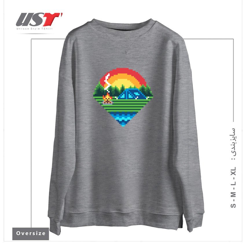 سوییشرت اورسایز طرح PIXEL CAMPING1