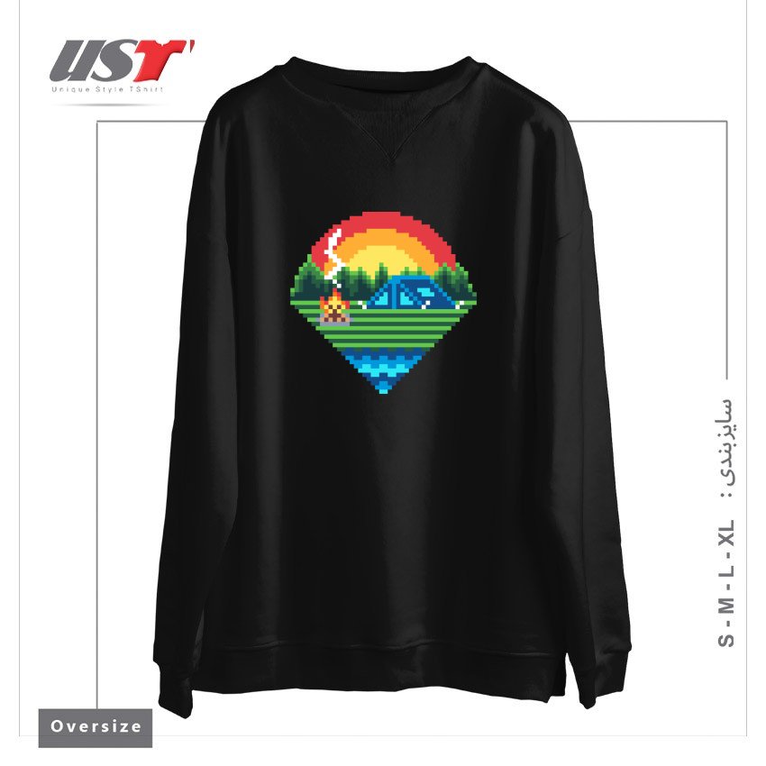 سوییشرت اورسایز طرح PIXEL CAMPING1