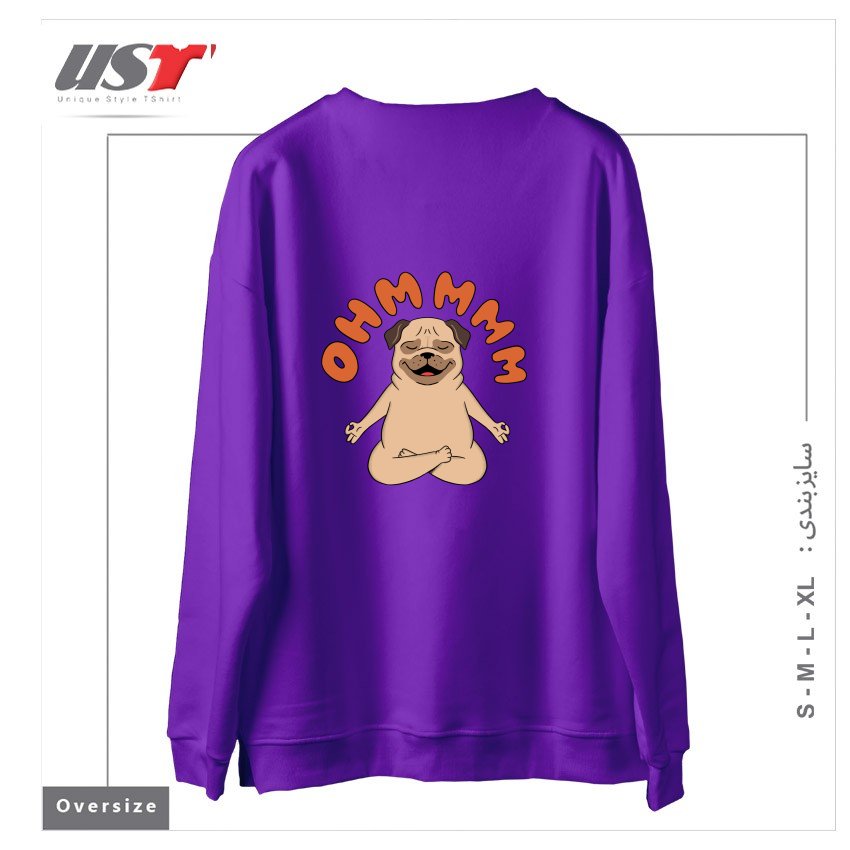 طرح DOG1 سوییشرت اورسایزرنگ بنفش