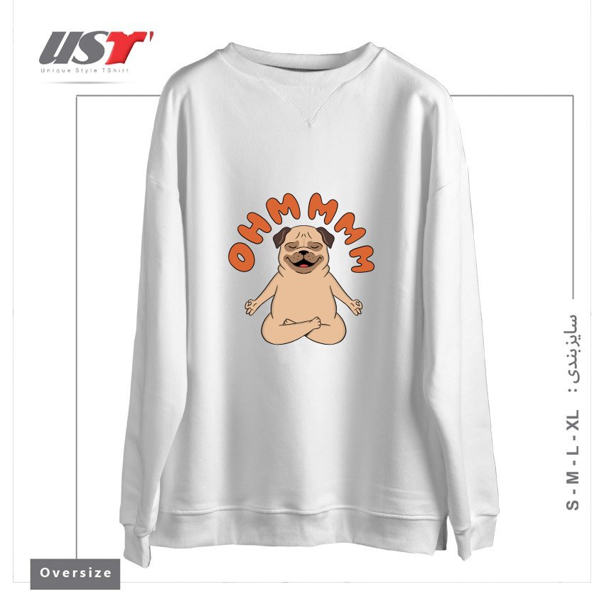 طرح DOG1 سوییشرت اورسایزرنگ سفید