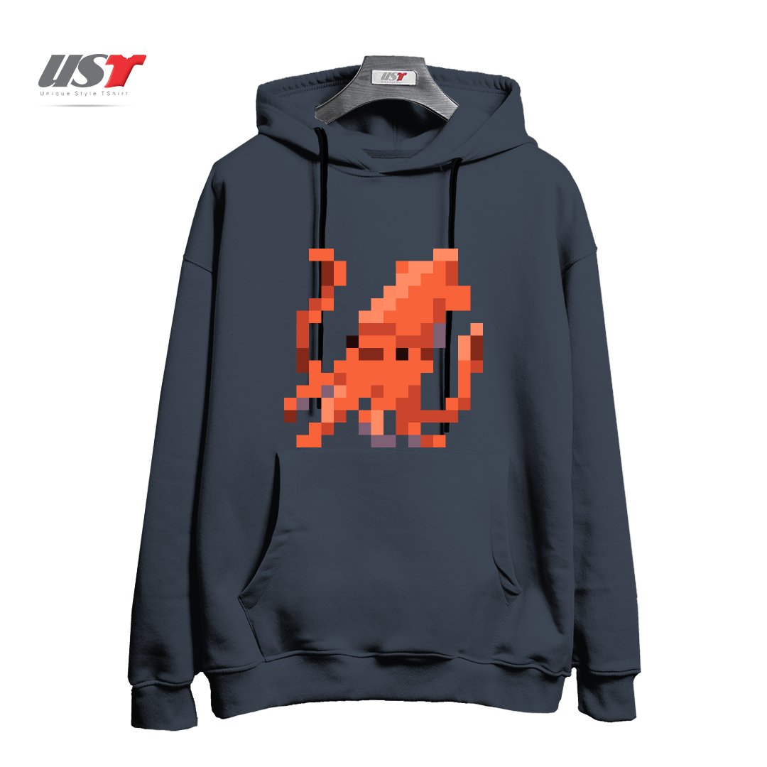 طرح ORANGE PIXEL OCTOPUS EMOJI هودی اورسایزرنگ دودی