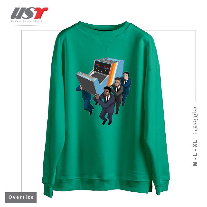 طرح GAME OVER2 سوییشرت اورسایزرنگ سبز سدری