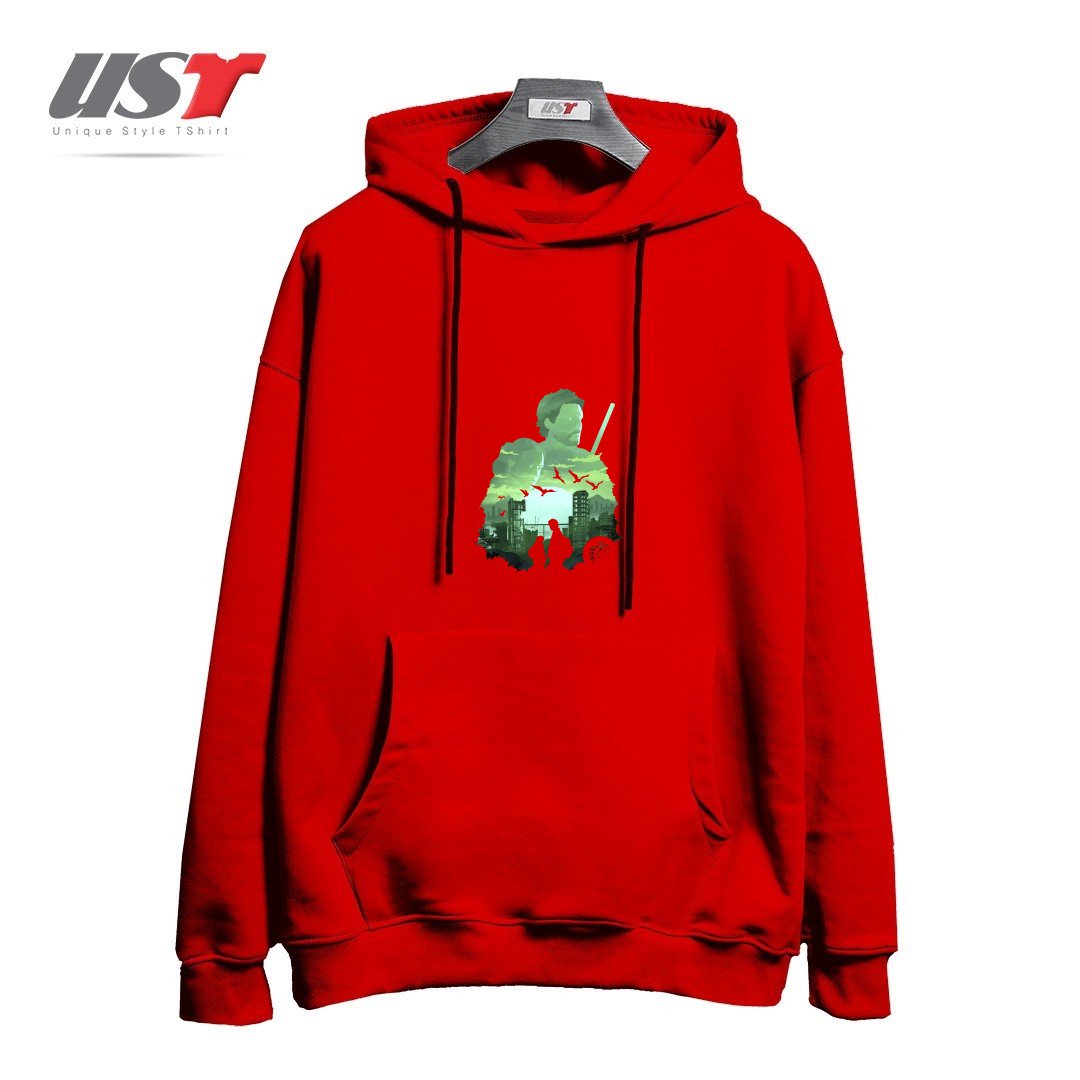 طرح ICONIC SUNSET هودی اورسایزرنگ قرمز