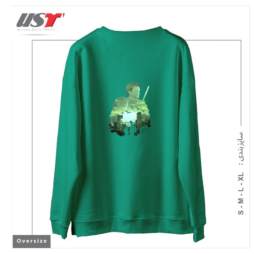 طرح ICONIC SUNSET سوییشرت اورسایزرنگ سبز سدری