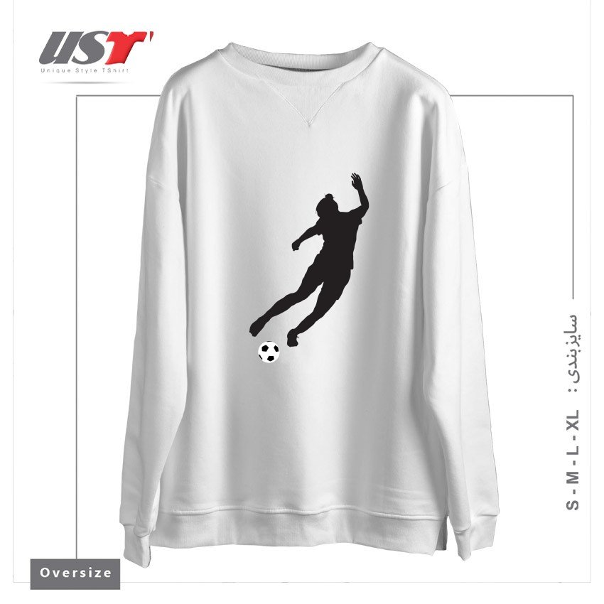 طرح WHAT A KICKER سوییشرت اورسایزرنگ سفید